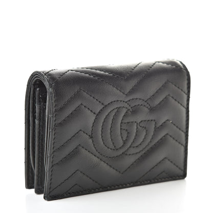 Gucci Calfskin Matelasse GG Marmont Card Case Wallet Black 3 of 8