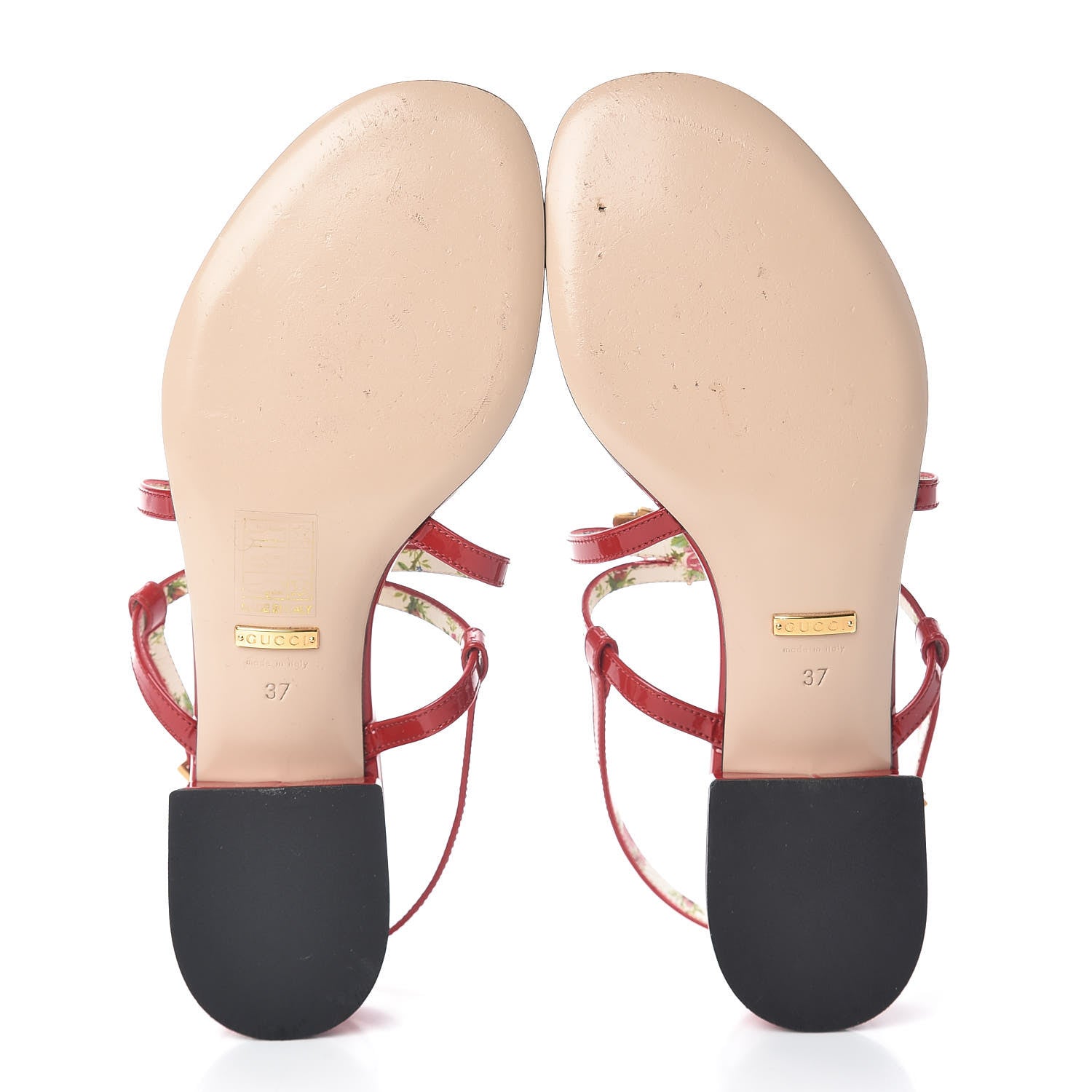 Gucci Patent Bee Thong Sandal 37 Hibiscus Red 6 of 11