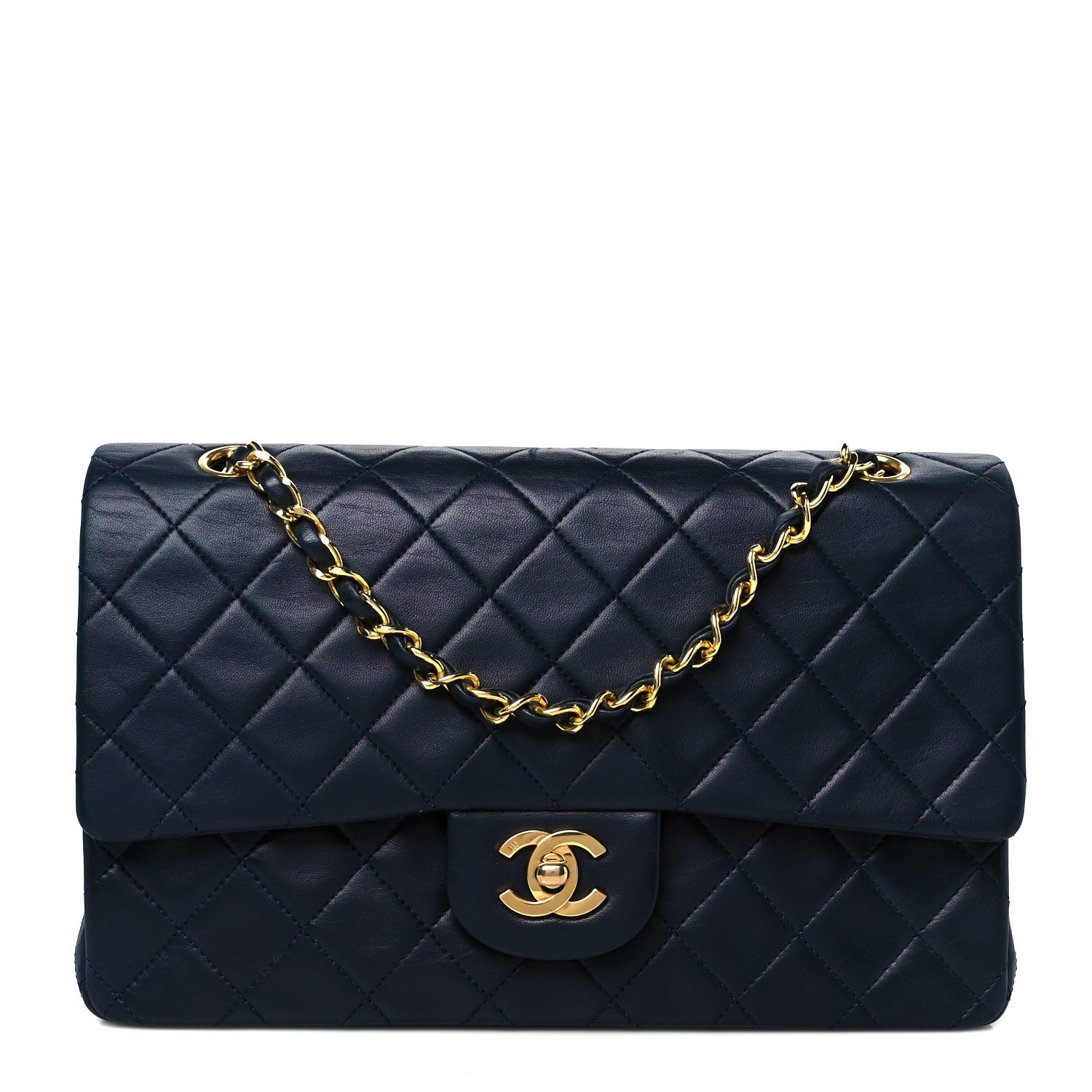 Chanel Lambskin Quilted Medium Double Flap Navy 1 of 12