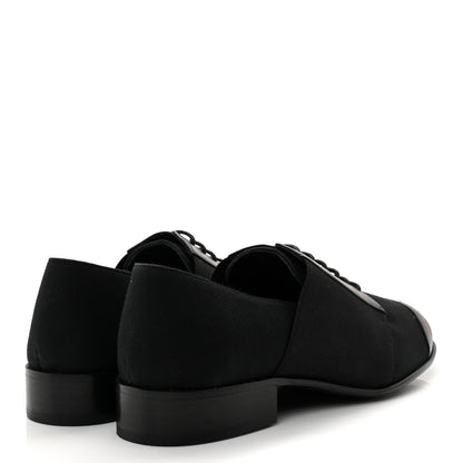 Chanel Calfskin Elastic Lace Up Cap Toe CC Loafers 35.5 Black 4 of 9