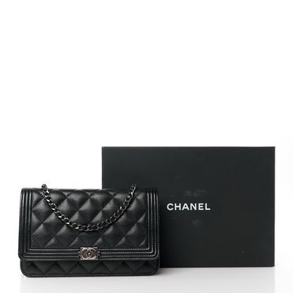 Chanel Calfskin Quilted Boy Wallet On Chain WOC Black 12 of 12