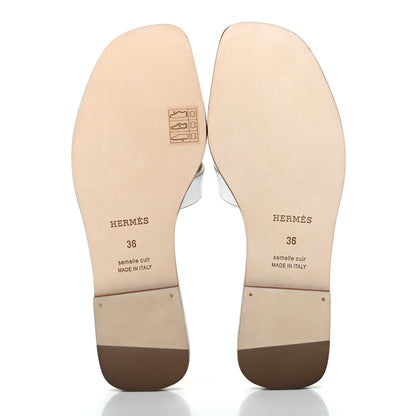 Hermes Box Calfskin Oran Sandals 36 White 5 of 9