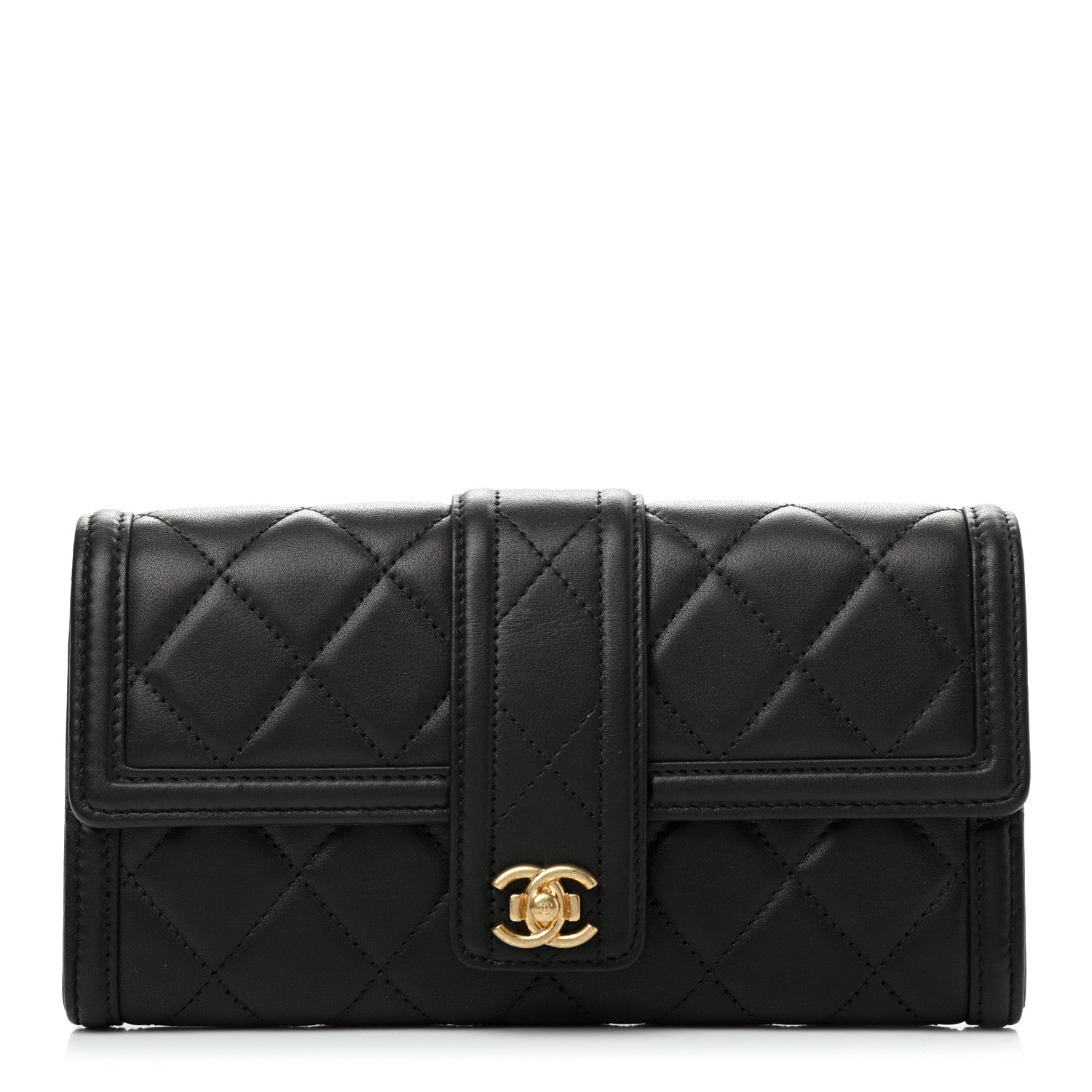 Chanel Lambskin Quilted Elegant CC Long Wallet Black 1 of 8