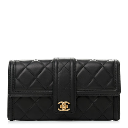 Chanel Lambskin Quilted Elegant CC Long Wallet Black 1 of 8