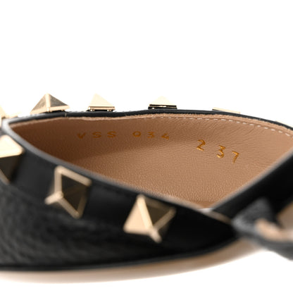 Valentino Garavani Pebbled Calfskin Rockstud Cross Strap 50mm Mules 37 Black 6 of 9