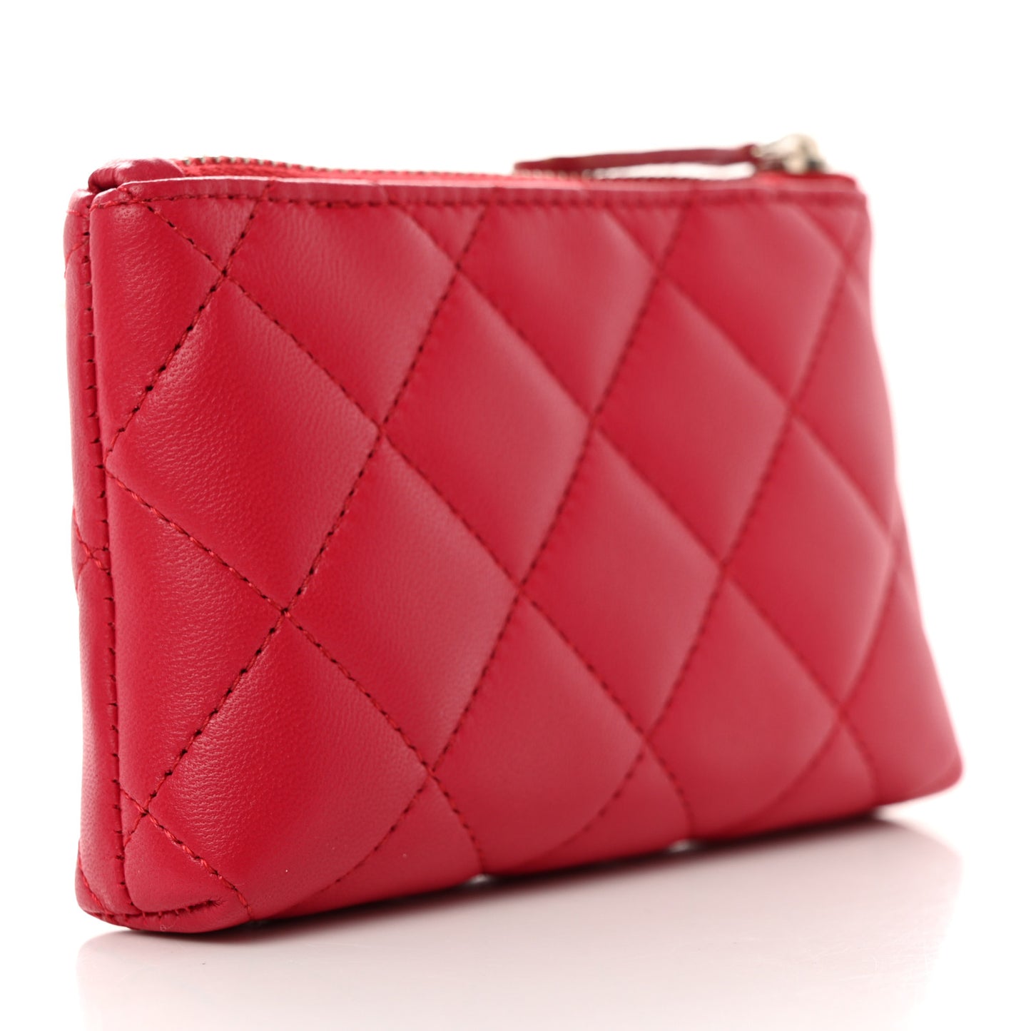 Lambskin Quilted Key Holder Case Red
