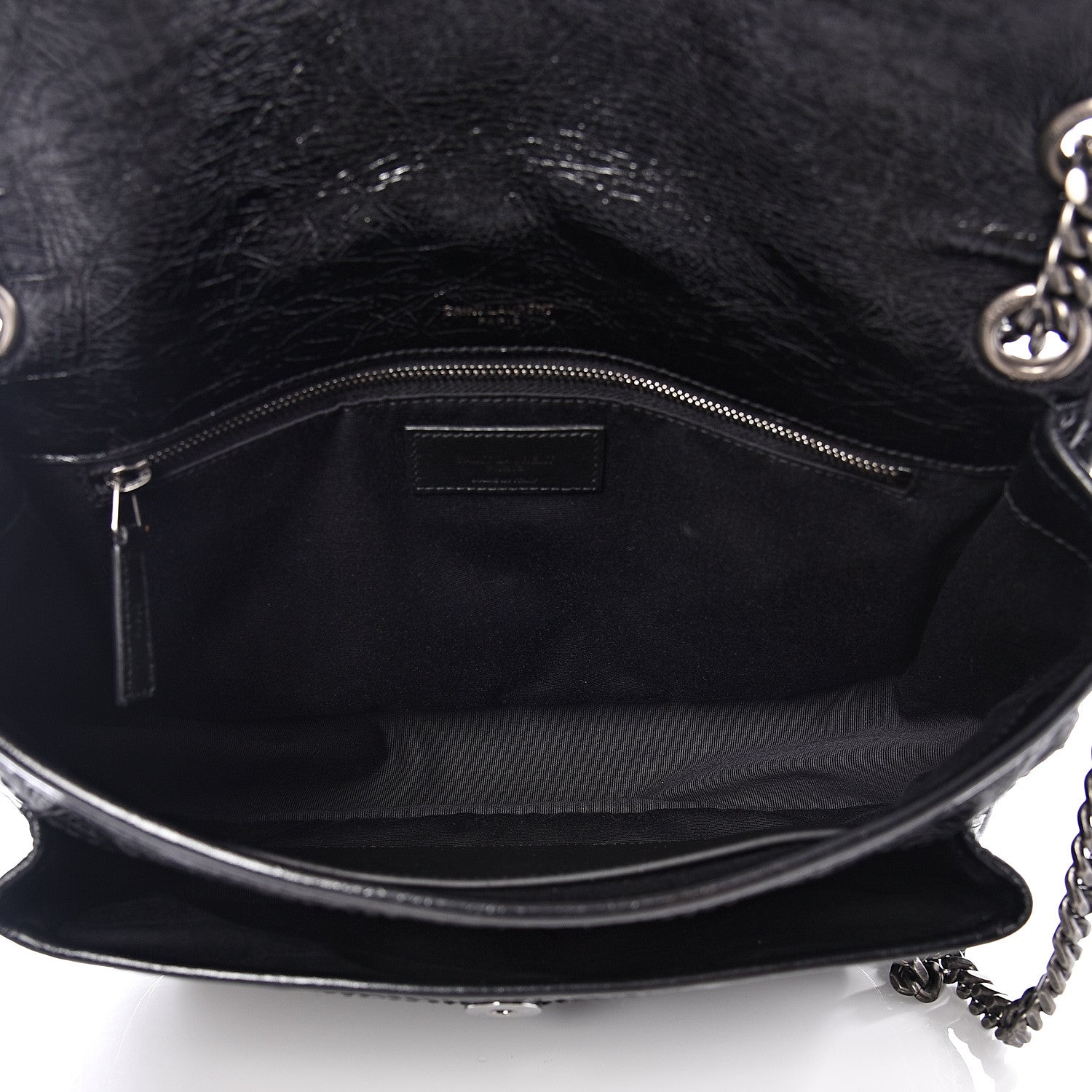 Saint Laurent Crinkled Calfskin Matelasse Monogram Medium Niki Chain Satchel Black 4 of 9