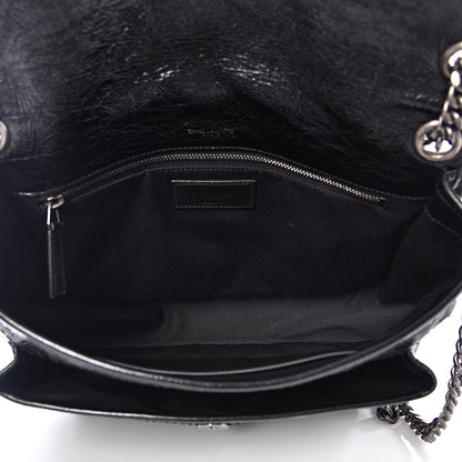 Saint Laurent Crinkled Calfskin Matelasse Monogram Medium Niki Chain Satchel Black 4 of 9