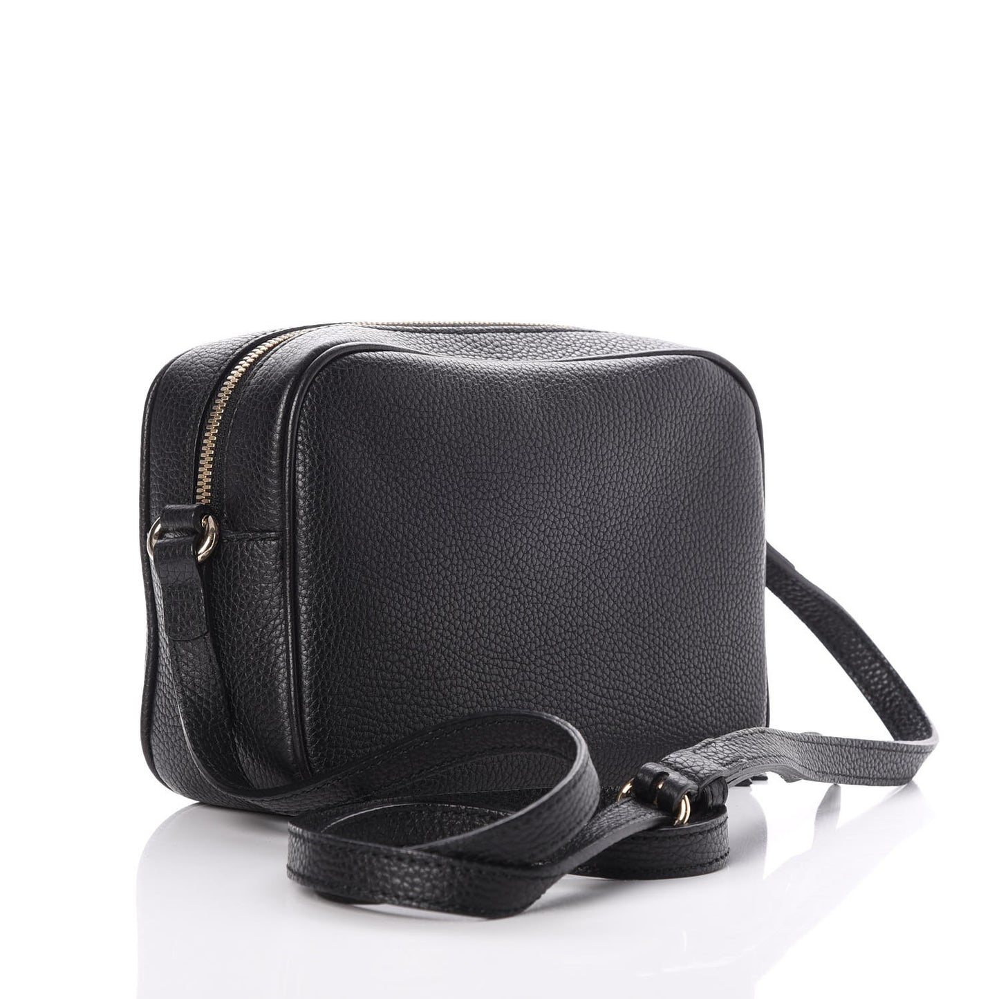 Pebbled Calfskin Small Soho Disco Bag Black