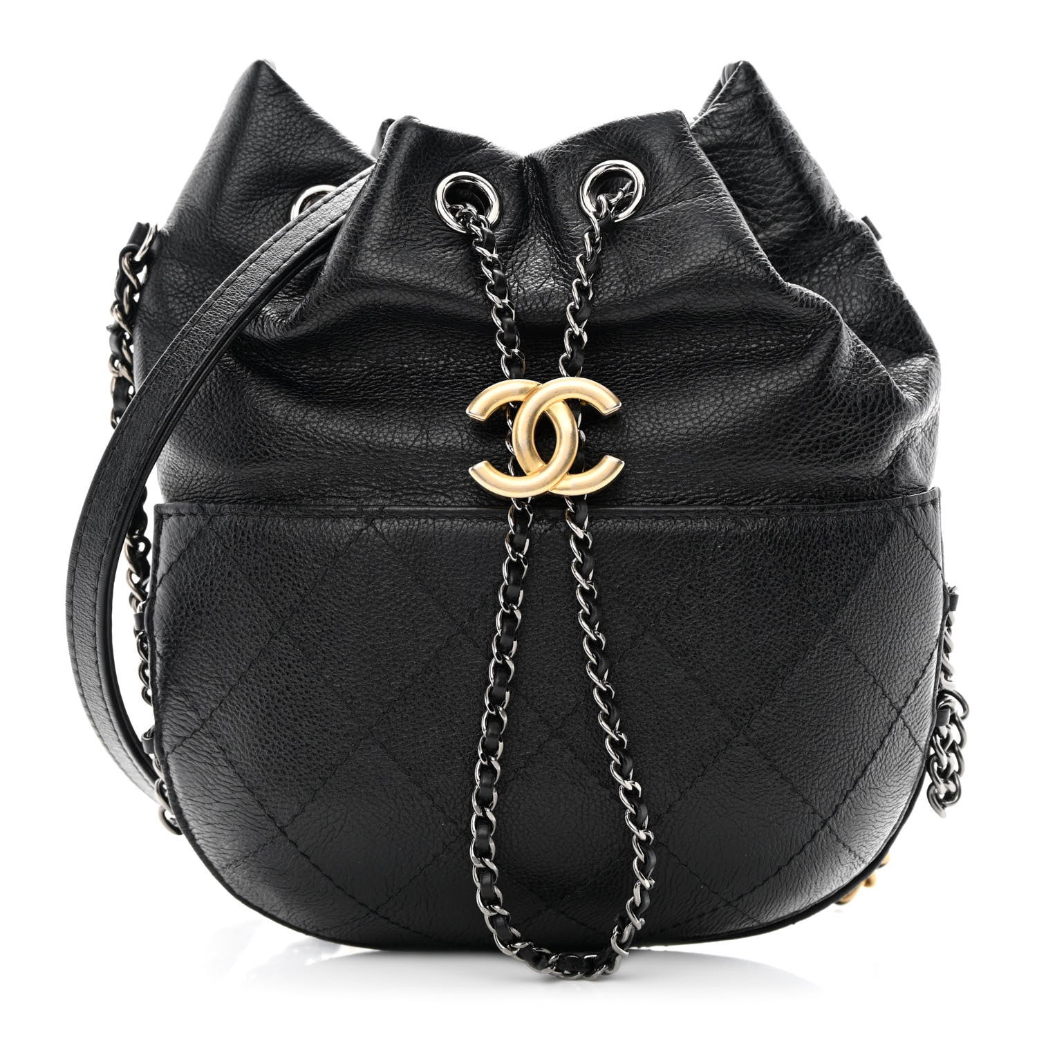 Chanel Calfskin Quilted Small Gabrielle Bucket Black 1 of 14