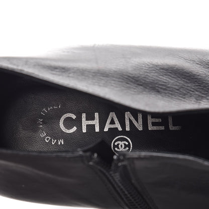 Chanel Calfskin CC Silver Cap Toe Ankle Boots 40 Black 9 of 16