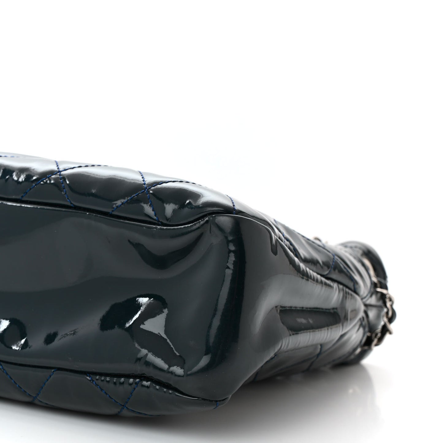 Patent Quilted Timeless CC Soft Tote Blue