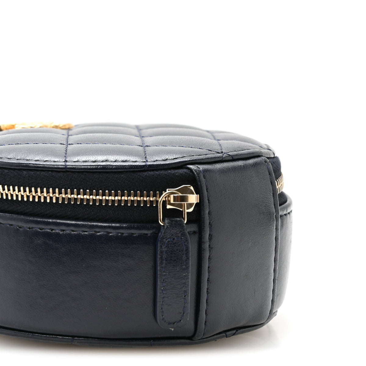 Chanel Lambskin Quilted Pillow Crush Round Clutch With Chain Navy Blue 9 of 11