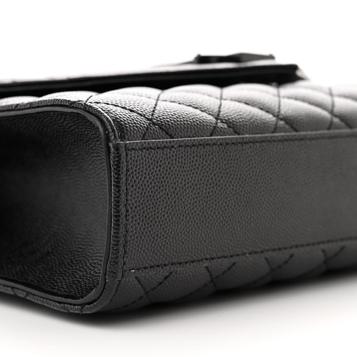 Grain De Poudre Textured Mixed Matelasse Triquilt Medium Monogram Monochrome Satchel Black