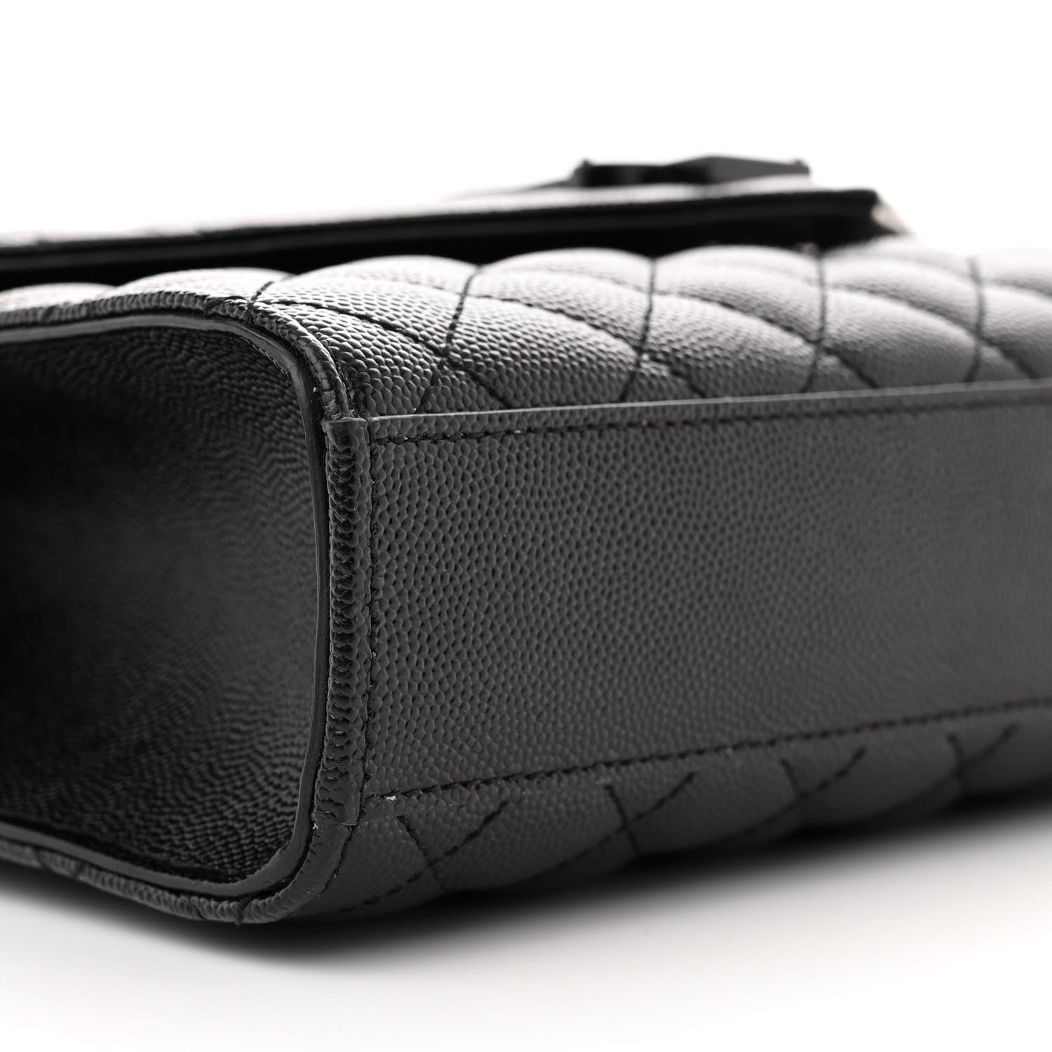 Saint Laurent Grain De Poudre Textured Mixed Matelasse Triquilt Medium Monogram Monochrome Satchel Black 8 of 9