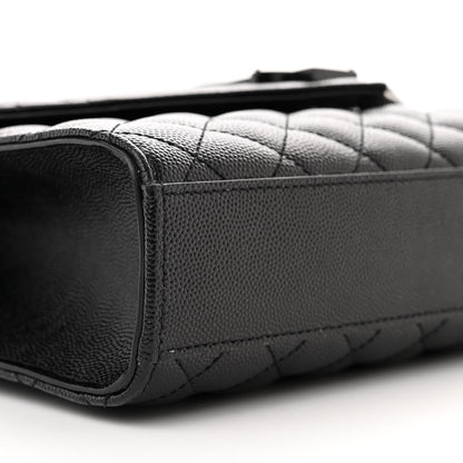 Saint Laurent Grain De Poudre Textured Mixed Matelasse Triquilt Medium Monogram Monochrome Satchel Black 8 of 9