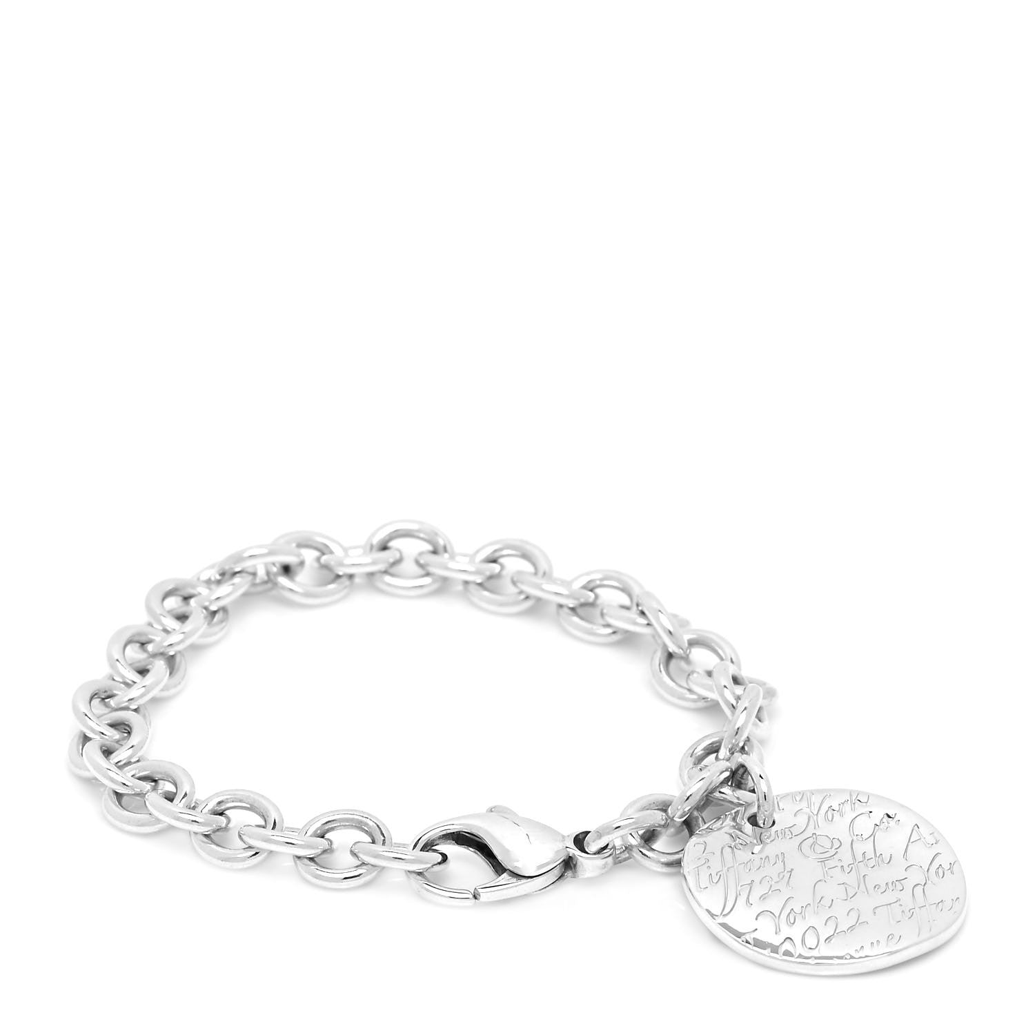Tiffany Sterling Silver Notes Round Tag Charm Bracelet 1 of 6