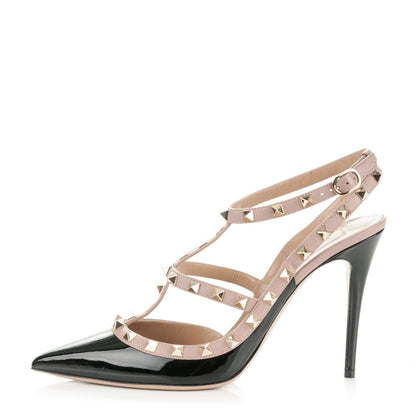 Valentino Garavani Patent Nappa Rockstud Ankle Strap 100mm Pumps 42 Black Poudre 1 of 7