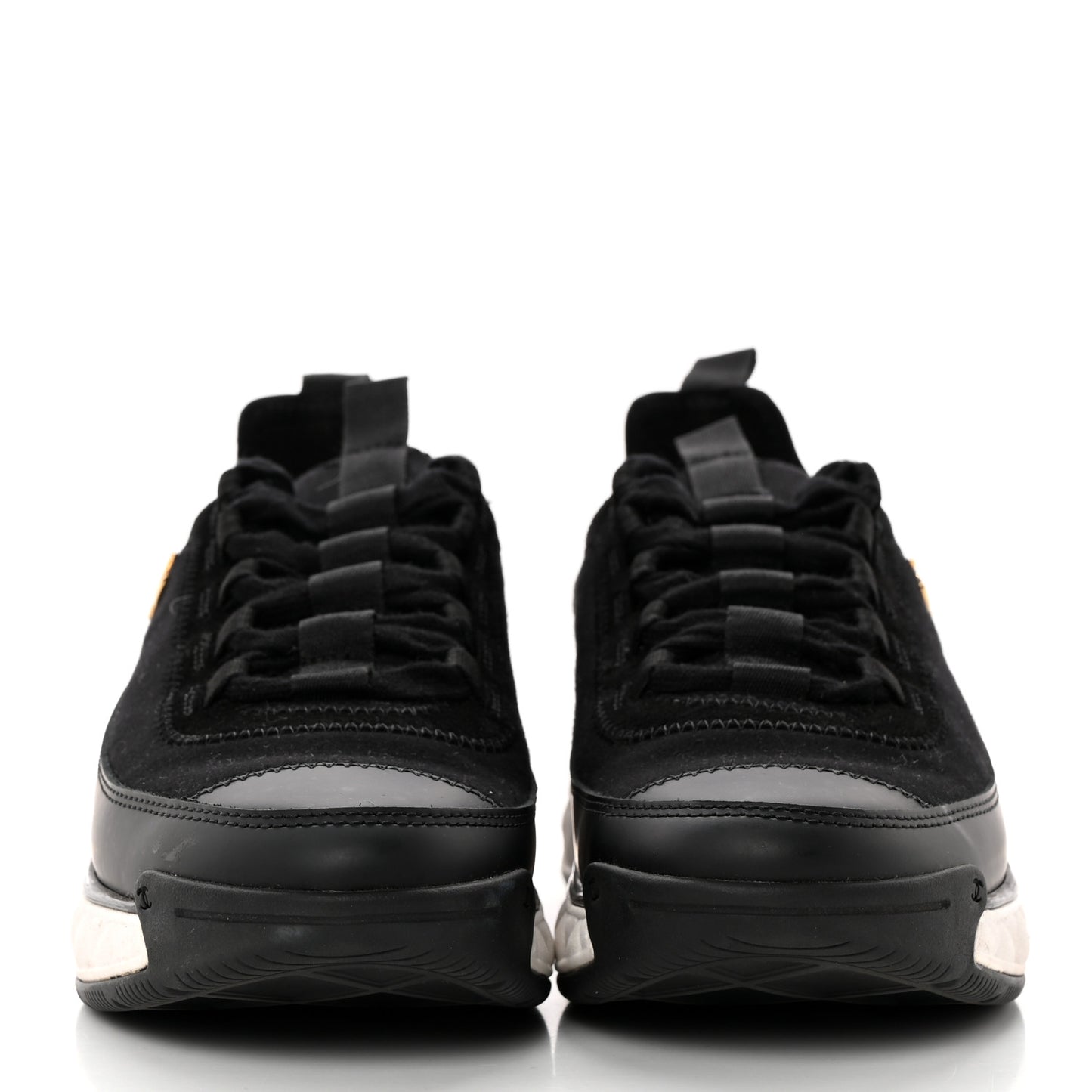 Velvet Calfskin Mixed Fibers CC Sneakers 37 Black