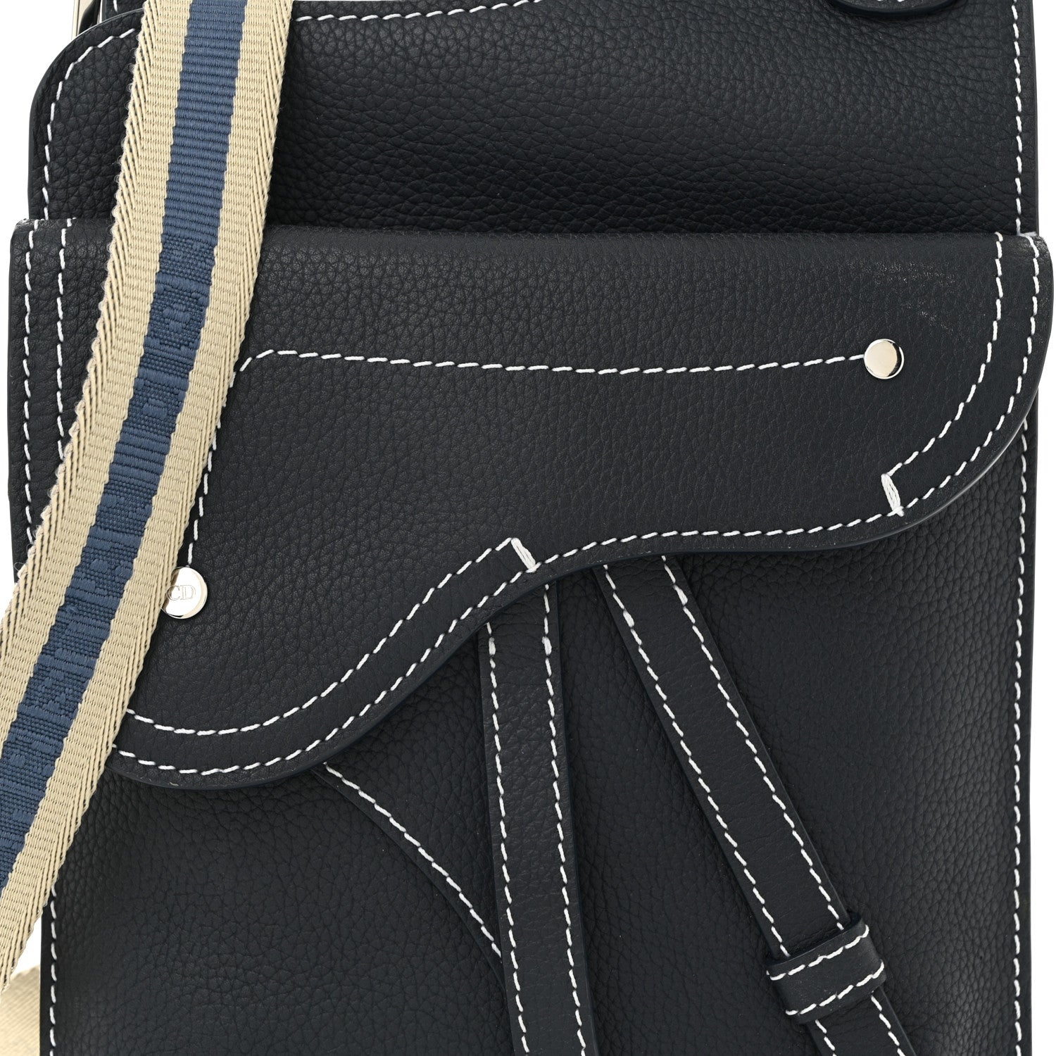 Christian Dior X KAWS Grained Calfskin Saddle Pouch Blue Multicolor 8 of 10
