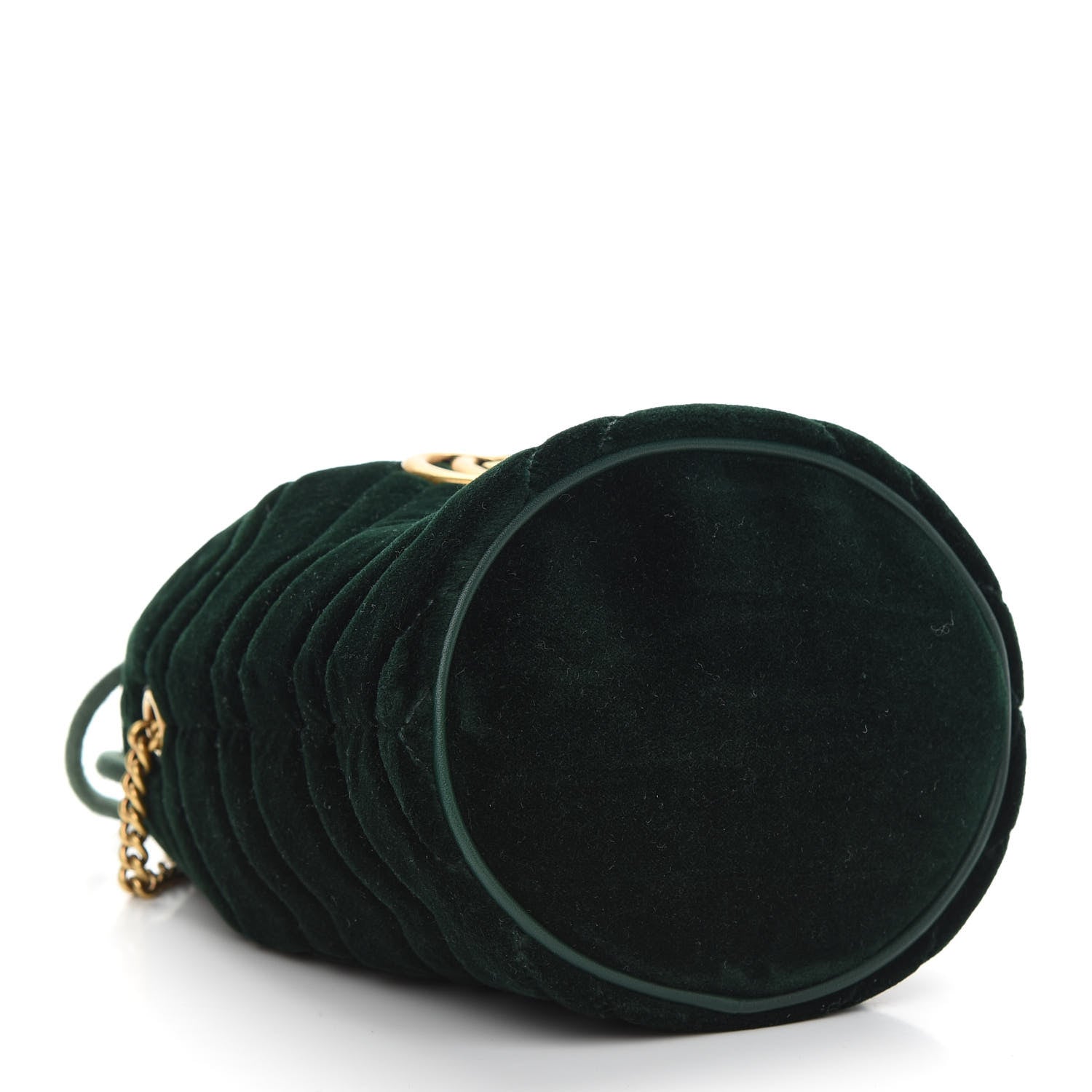 Gucci Velvet Matelasse Mini GG Marmont 2.0 Bucket Bag Dark Green 4 of 8