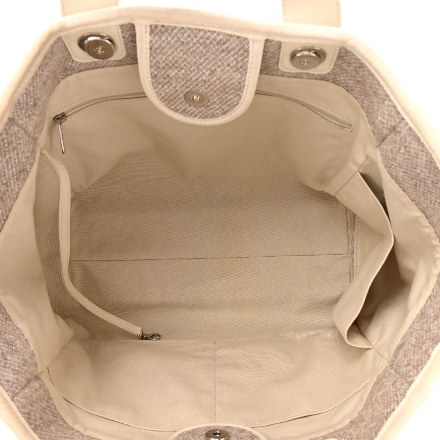 Chanel Mixed Fibers Calfskin Medium Deauville Tote Beige White 5 of 12