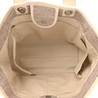 Chanel Mixed Fibers Calfskin Medium Deauville Tote Beige White 5 of 12