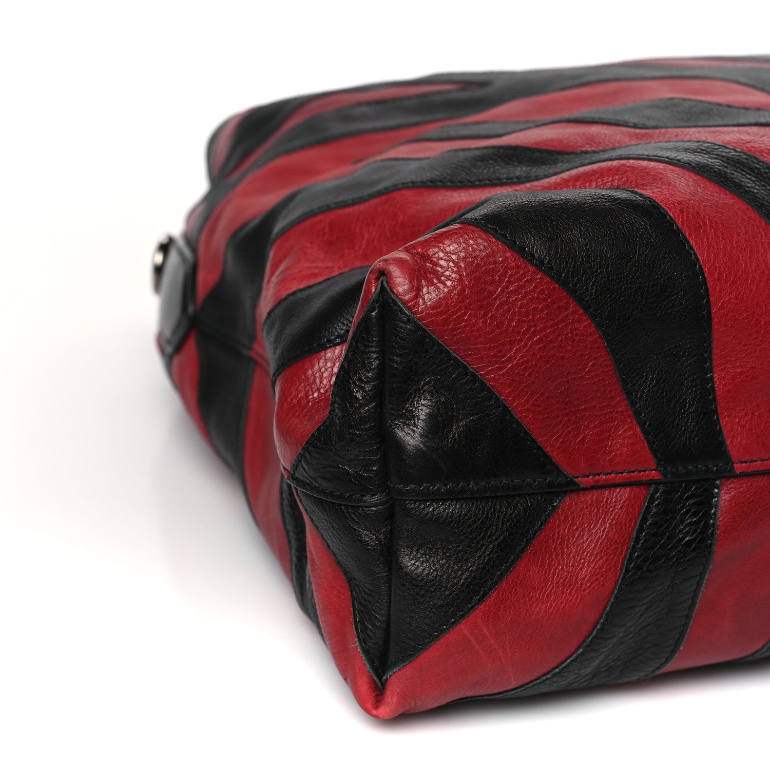 Prada Glace Calf Zebra Hobo Black Red 13 of 25