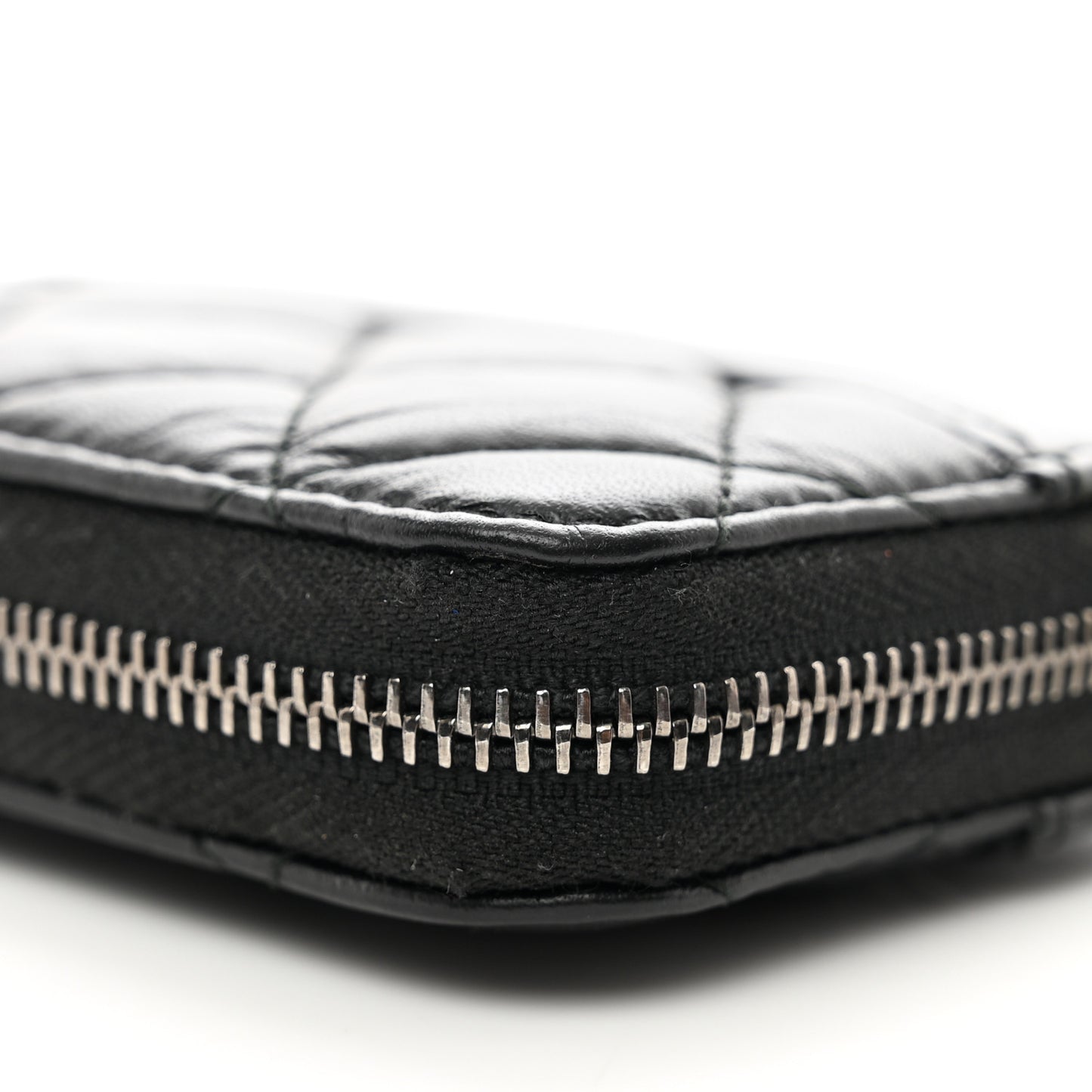 Aged Calfskin Quilted Gabrielle Zip Around Coin Purse Wallet Black