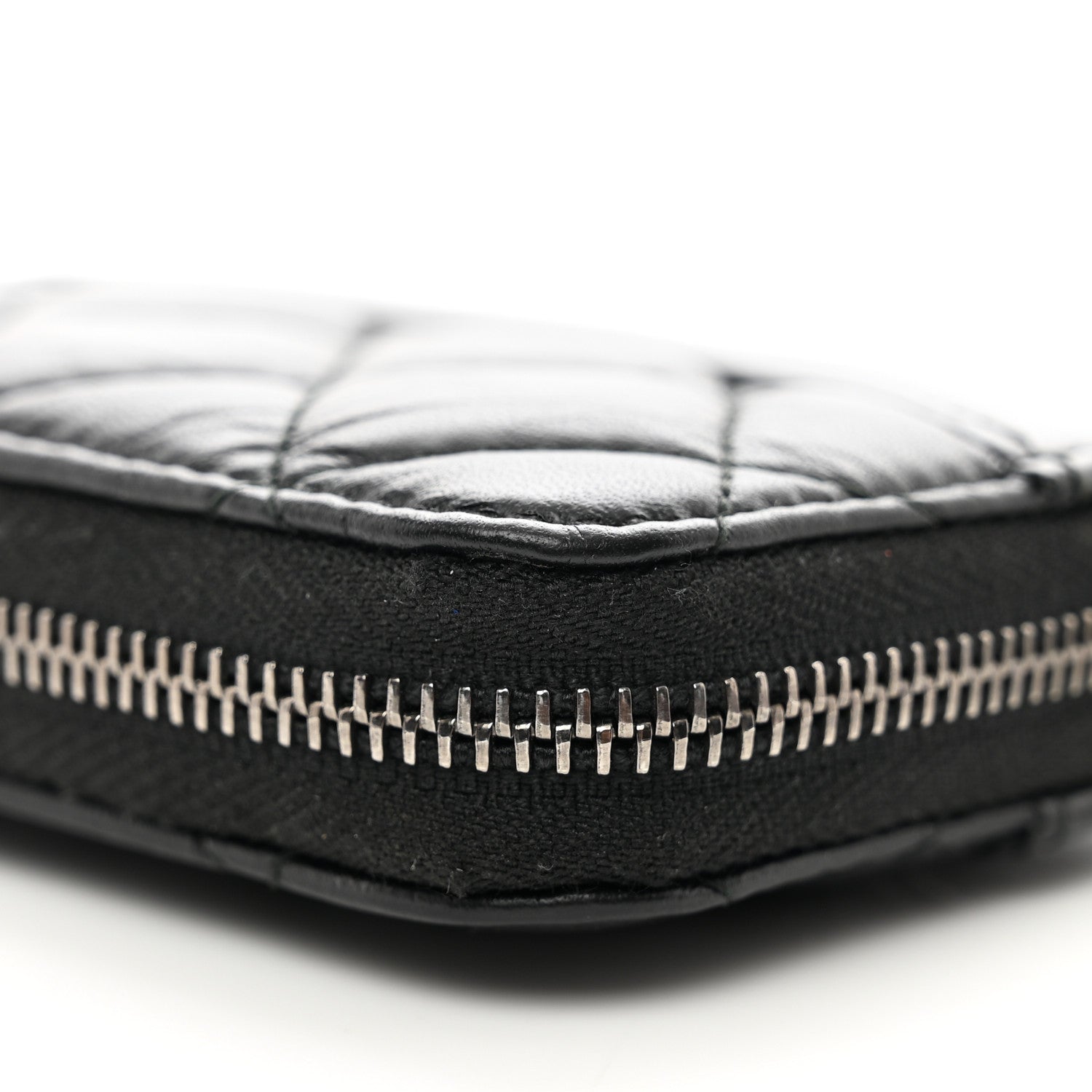 Chanel Aged Calfskin Quilted Gabrielle Zip Around Coin Purse Wallet Black 8 of 9