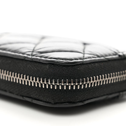 Chanel Aged Calfskin Quilted Gabrielle Zip Around Coin Purse Wallet Black 8 of 9