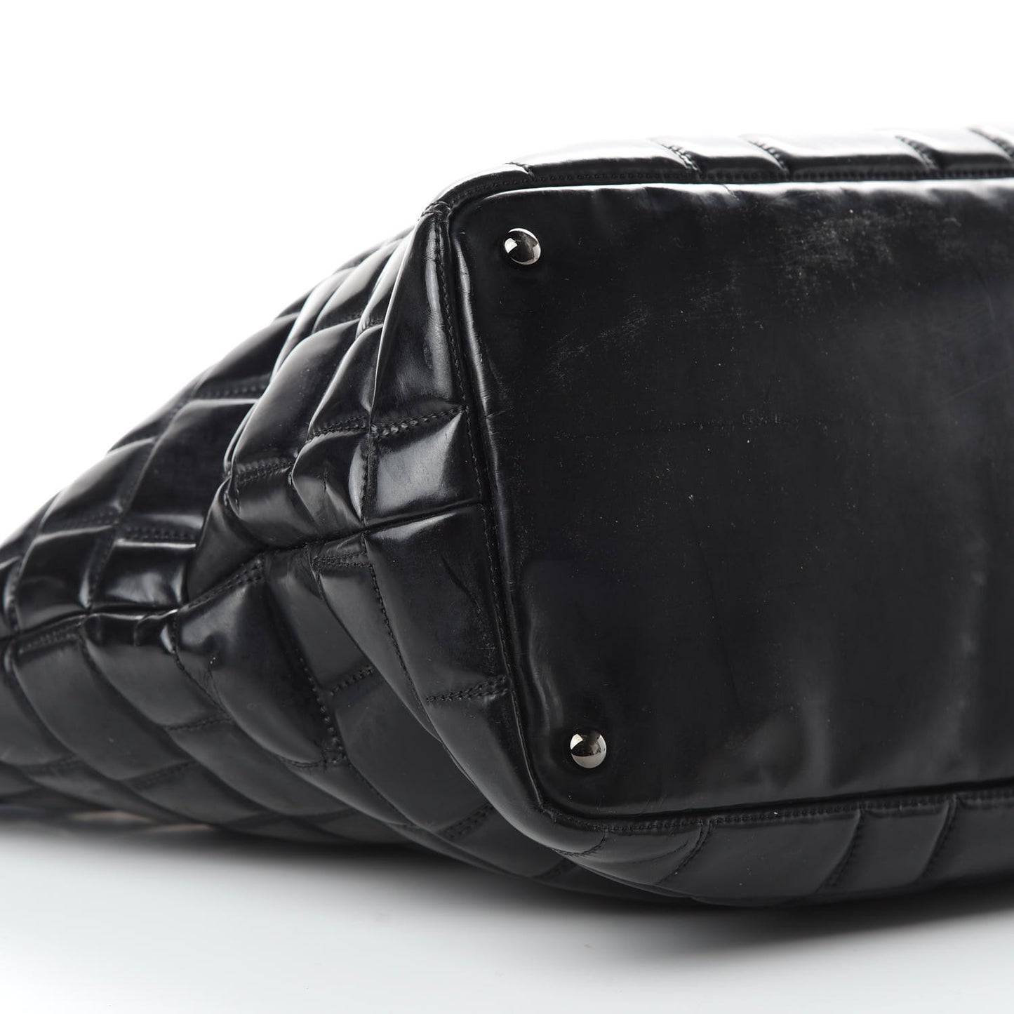Vinyl Quilted Frozen Shopping Tote Black