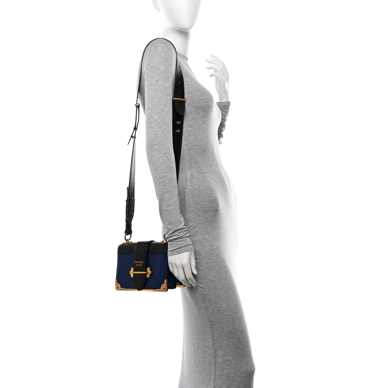 Prada City Calf Saffiano Cahier Bag Bluette Black 2 of 9