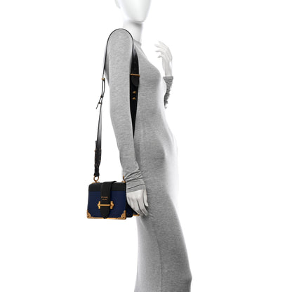 Prada City Calf Saffiano Cahier Bag Bluette Black 2 of 9
