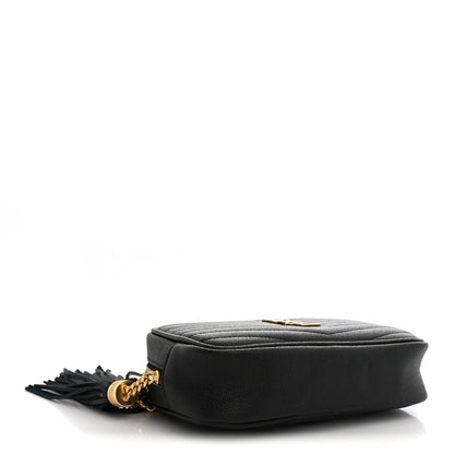 Saint Laurent Grain De Poudre Matelasse Monogram Mini Lou Camera Bag Black 4 of 10