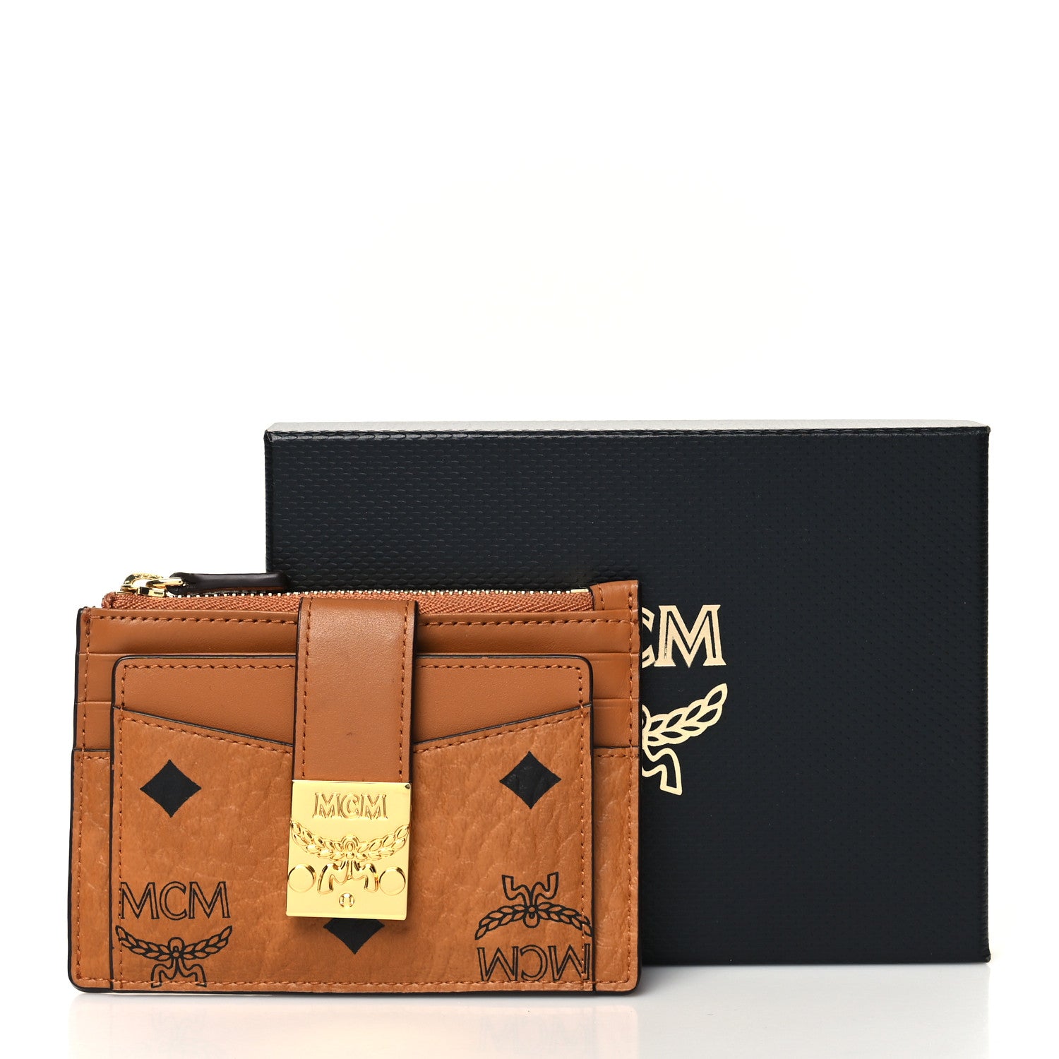 MCM Calfskin Visetos Patricia Mini Card Holder Cognac 9 of 9
