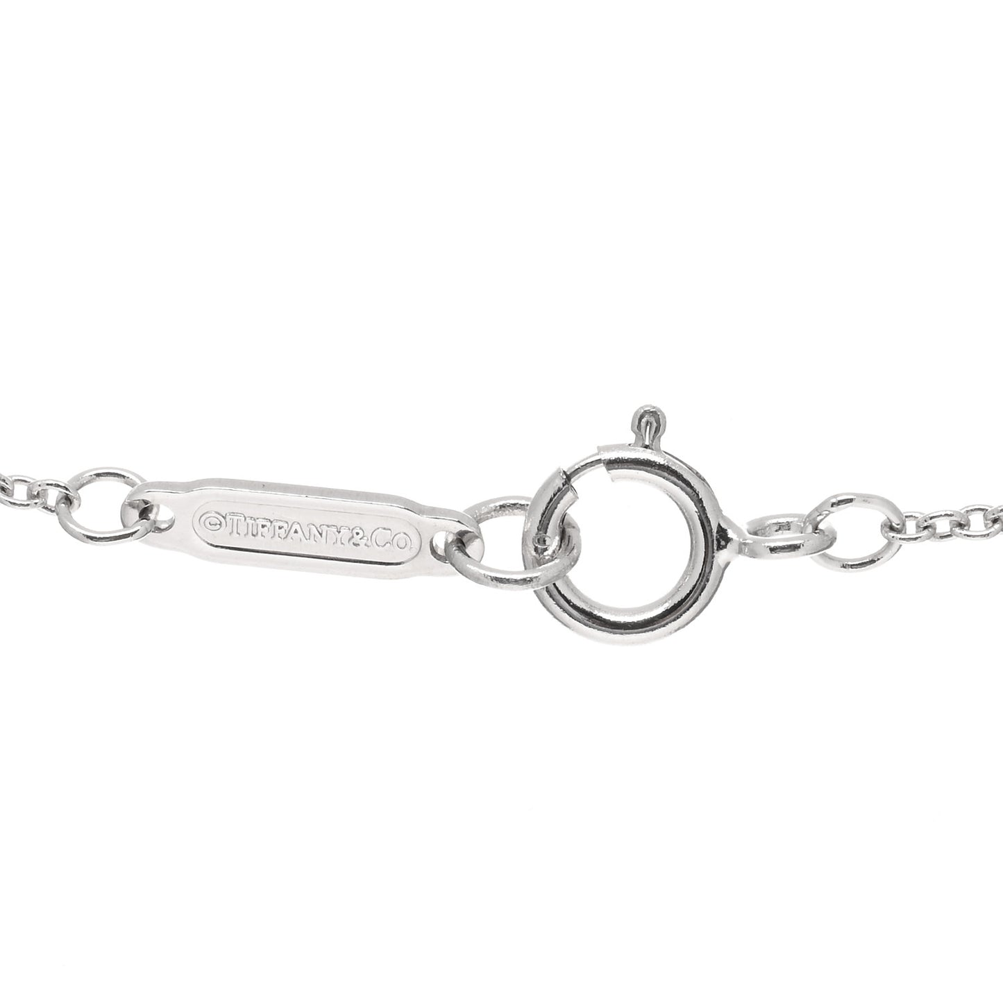 18K White Gold Diamond Double Interlocking Circles Pendant Necklace