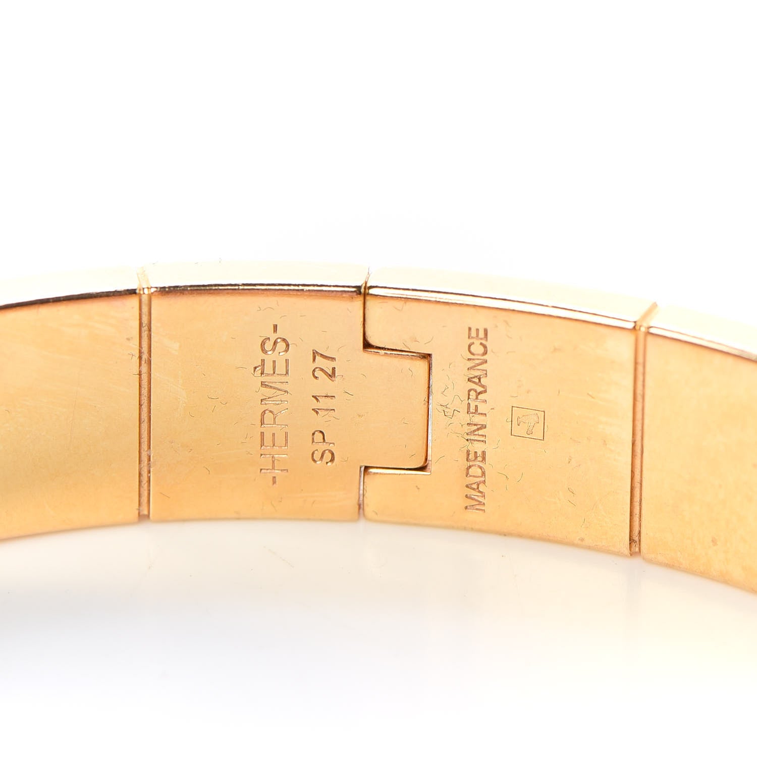 Hermes Enamel Printed Narrow Charniere Couvertures Nouvelles Hinged Bracelet S 5 of 6
