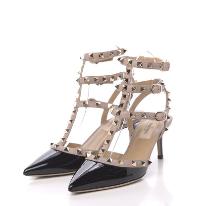 Valentino Garavani Patent Nappa Rockstud Ankle Strap 65mm Pumps 36 Black Poudre 3 of 9