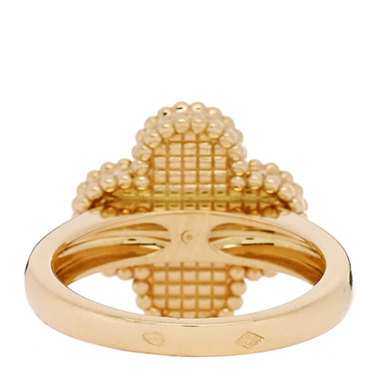 Van Cleef & Arpels 18K Yellow Gold Diamond Malachite Vintage Alhambra Ring 50 5.25 4 of 6