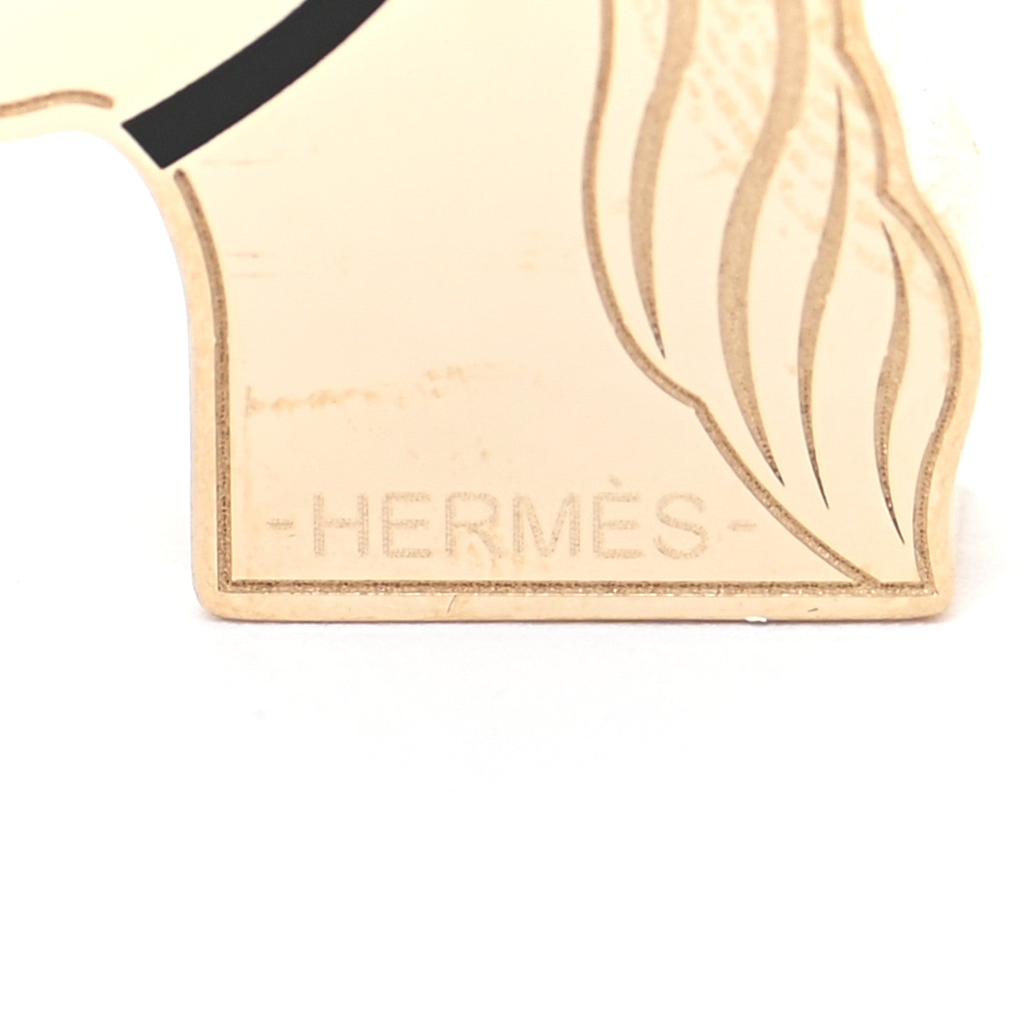 Hermes Permabrass Lacquered Quadrige Twilly Scarf Ring Black 3 of 5