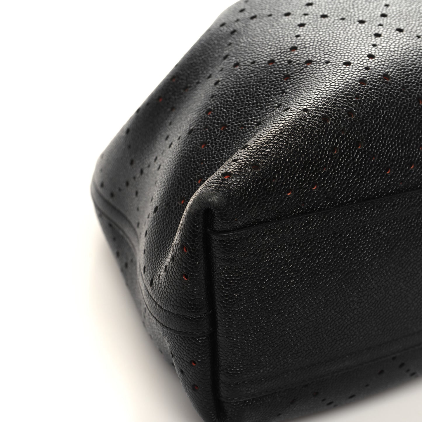 Caviar Perforated Drawstring CC Bag Black Orange