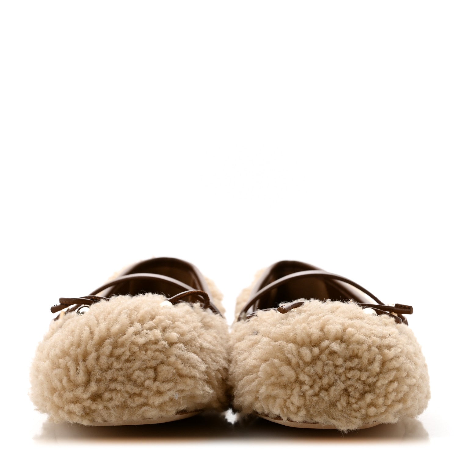 Gucci Shearling Horsebit Ballet Flats 38.5 Beige 3 of 10