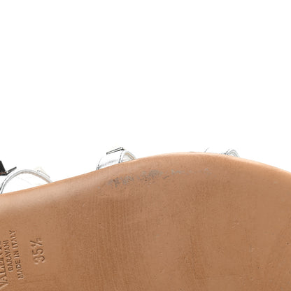 Valentino Garavani Metallic Nappa Rockstud Caged Flat Slide Sandals 35.5 Silver 8 of 8