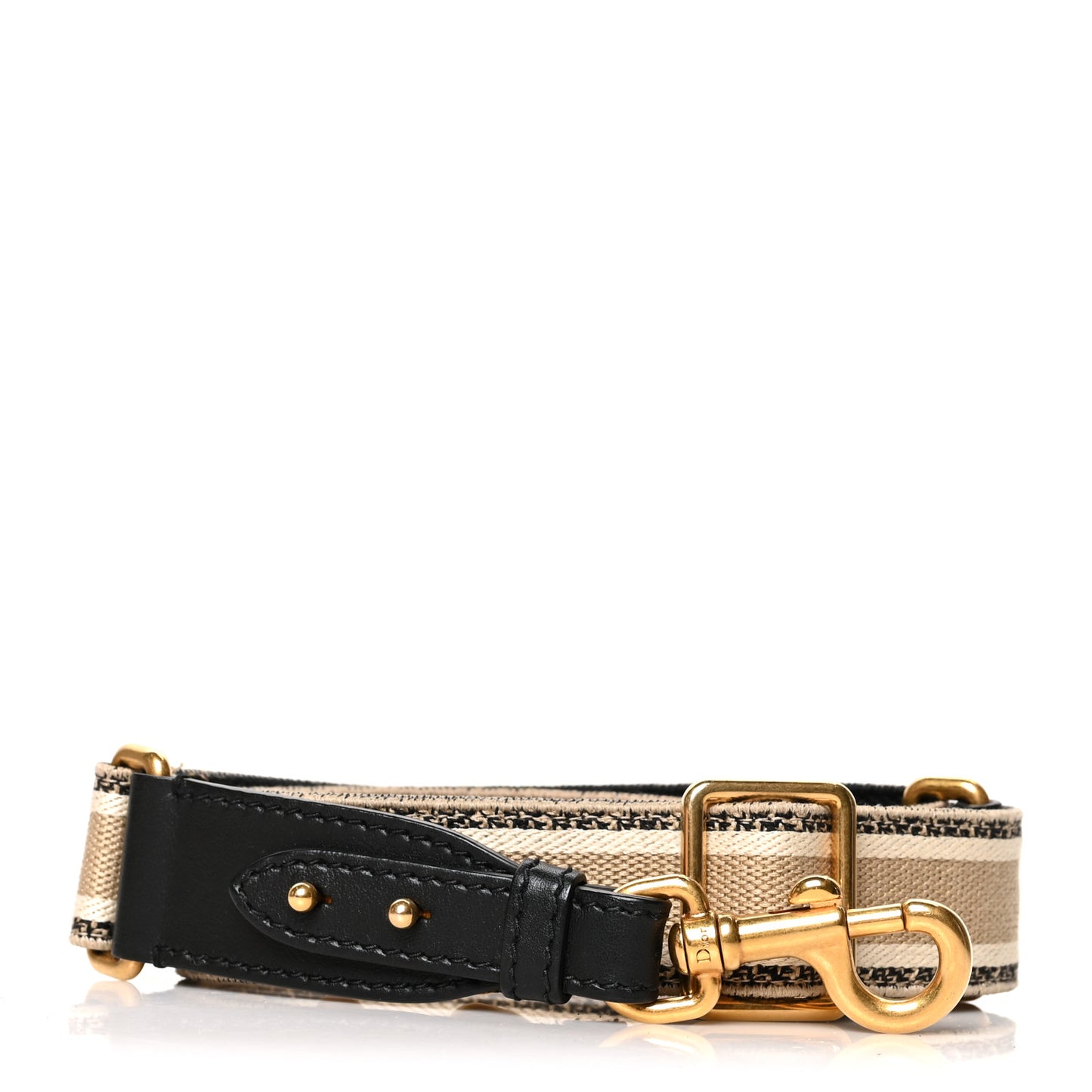 Canvas Embroidered Shoulder Strap Beige