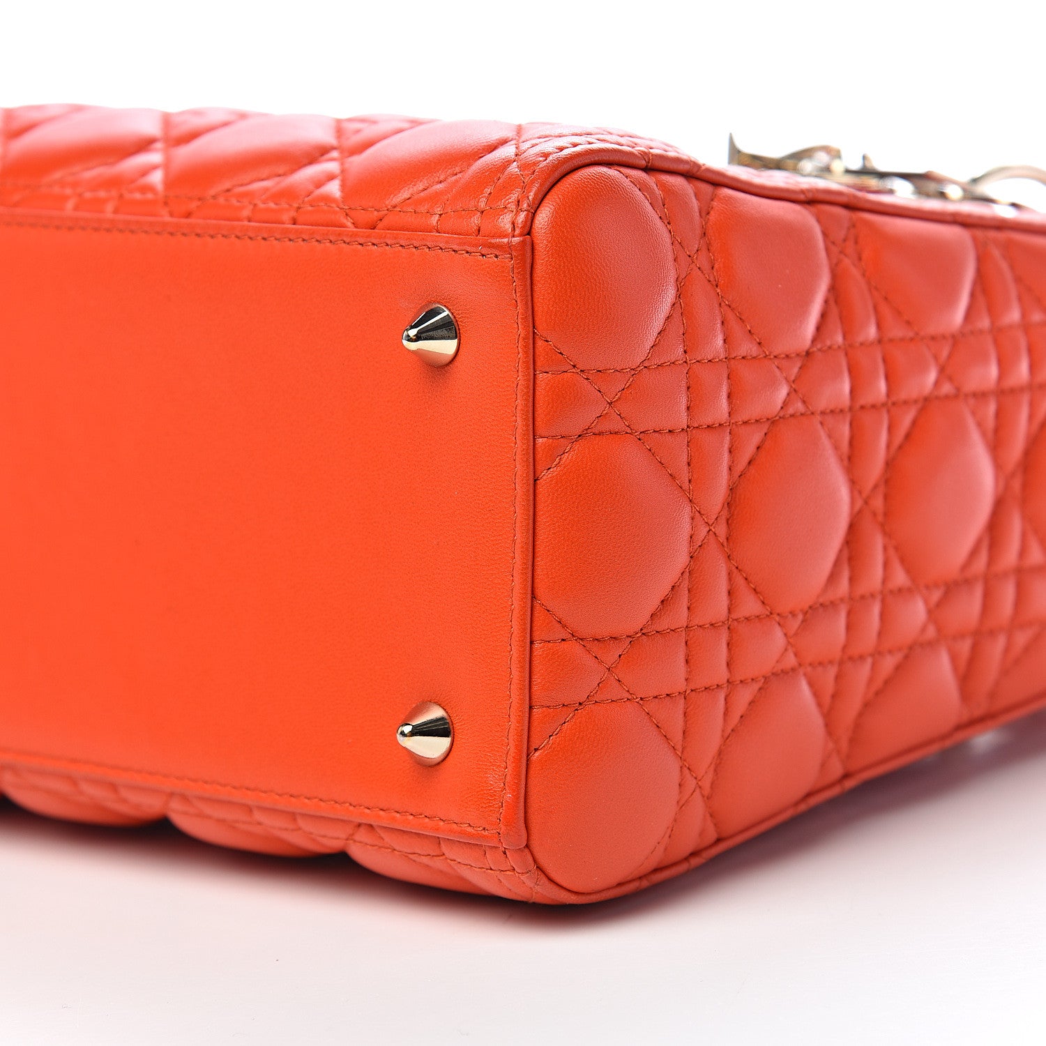 Christian Dior Lambskin Cannage Medium Lady Dior Orange 8 of 9