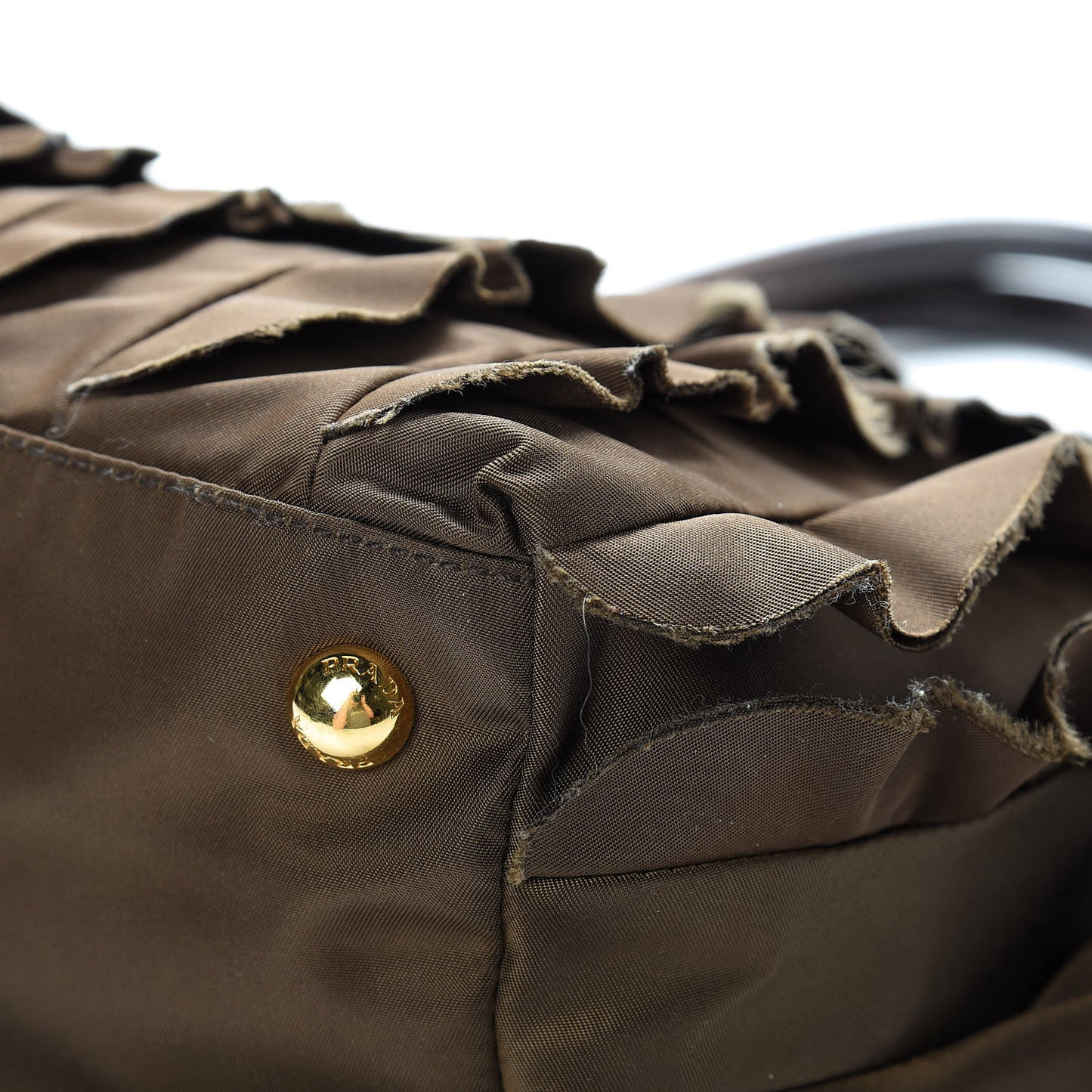 Tessuto Nylon Ruffle Tote Brown