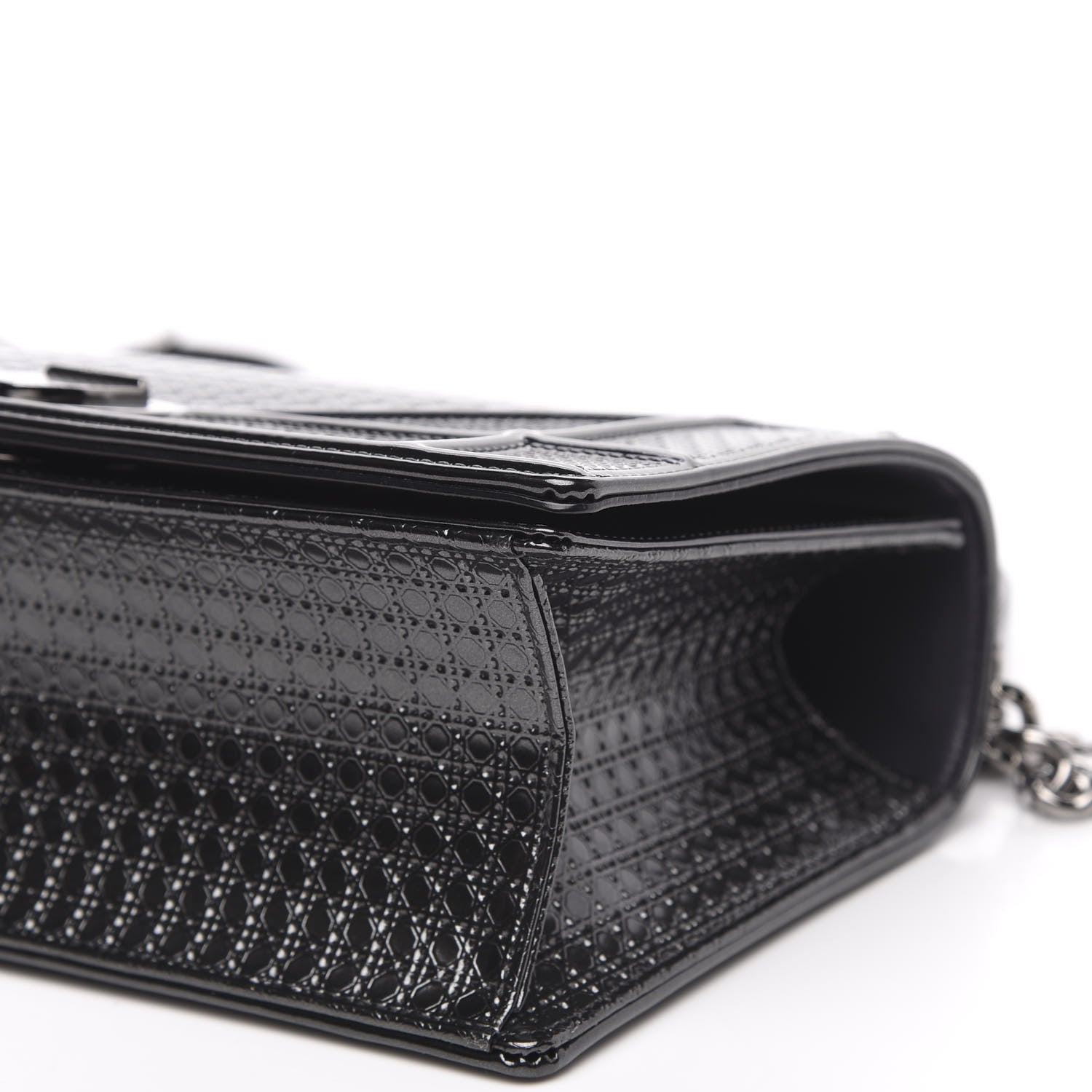 Christian Dior Metallic Patent Micro-Cannage Medium Diorama Flap Bag Onyx Black 8 of 9