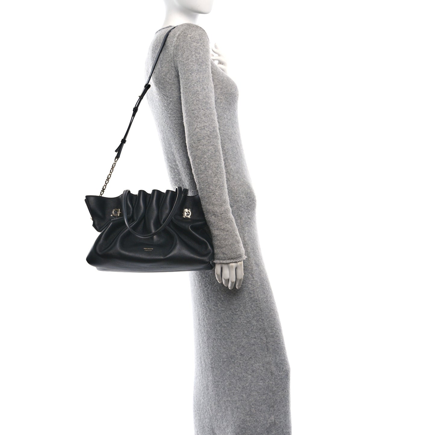 Lambskin Medium Dumpling Soft Bag Black