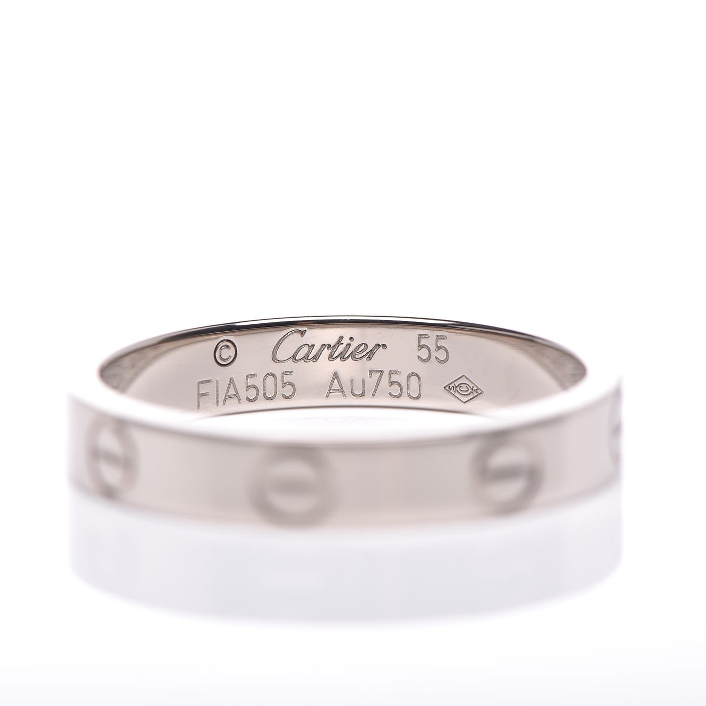 18K White Gold 3.5mm LOVE Wedding Band Ring 55 7.25